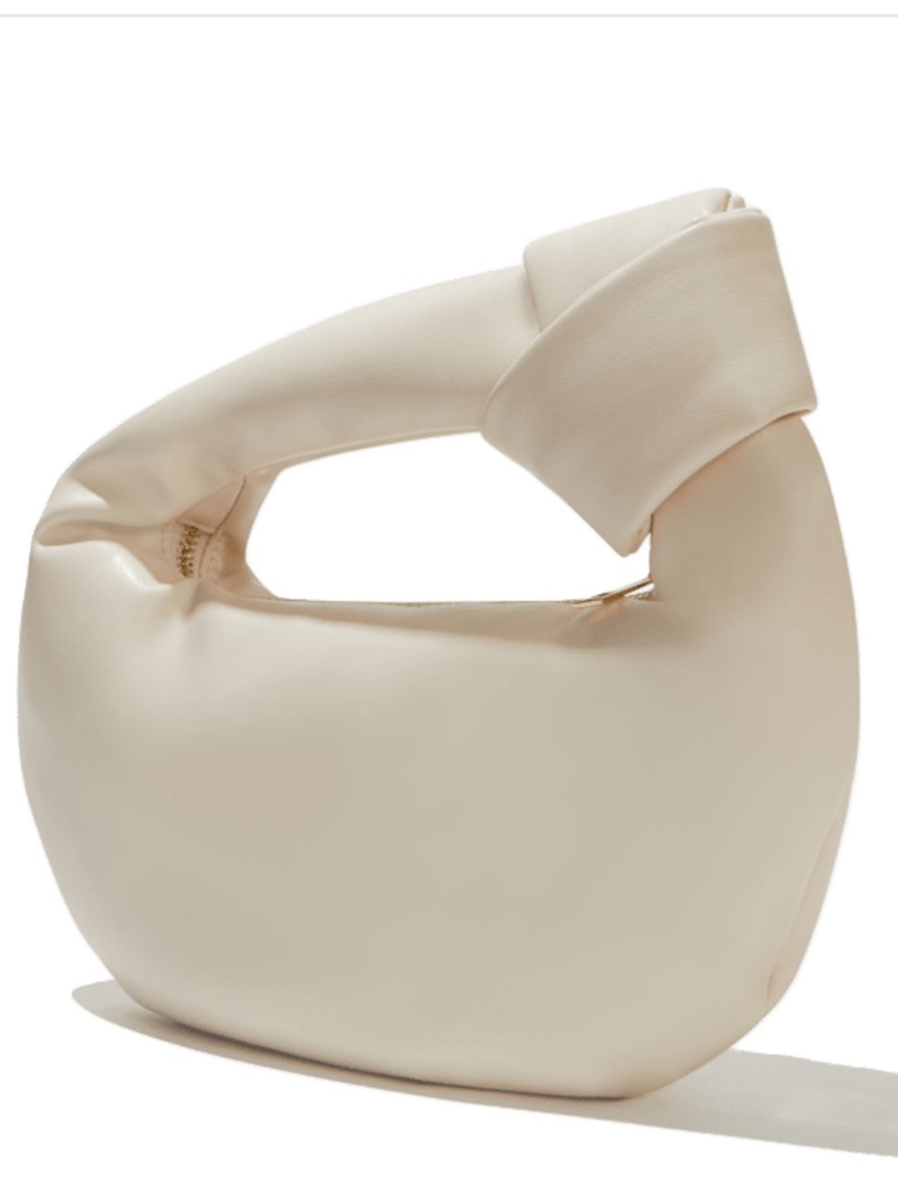 Melie Bianco Crescent Pebbled Vegan Leather Cream Top-Handle Bag